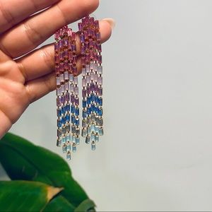 Noir colorful crystal dangling earrings